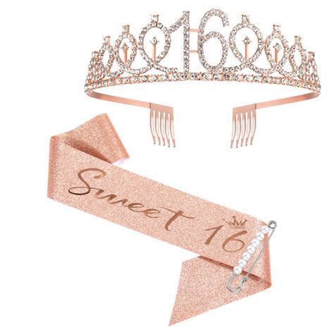 16th birthday sash and tiara|sweet sixteen tiaras.